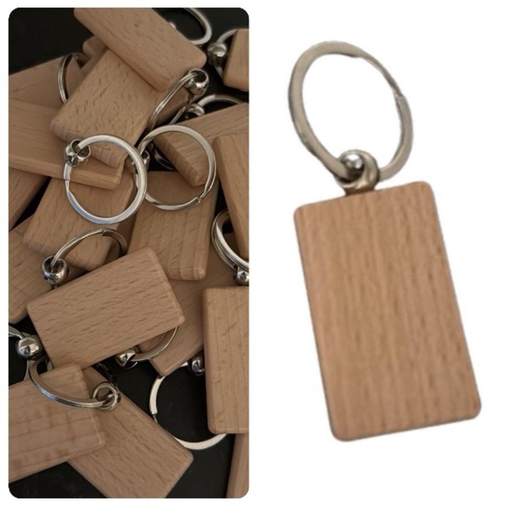 50 Unfinished Wood Rectangle Keychains – Bulk DIY Craft